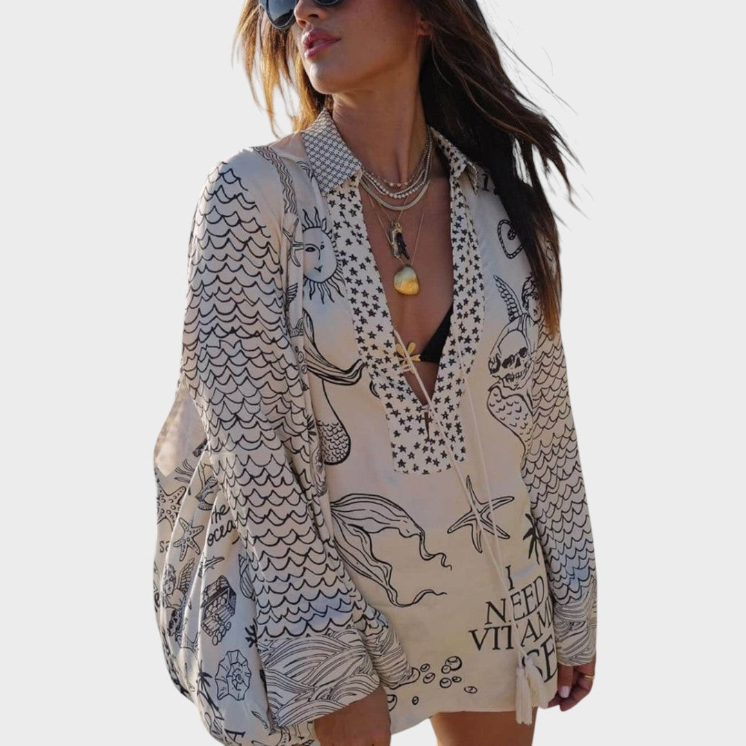 Arial | V-Neck Shirt and Shorts Set