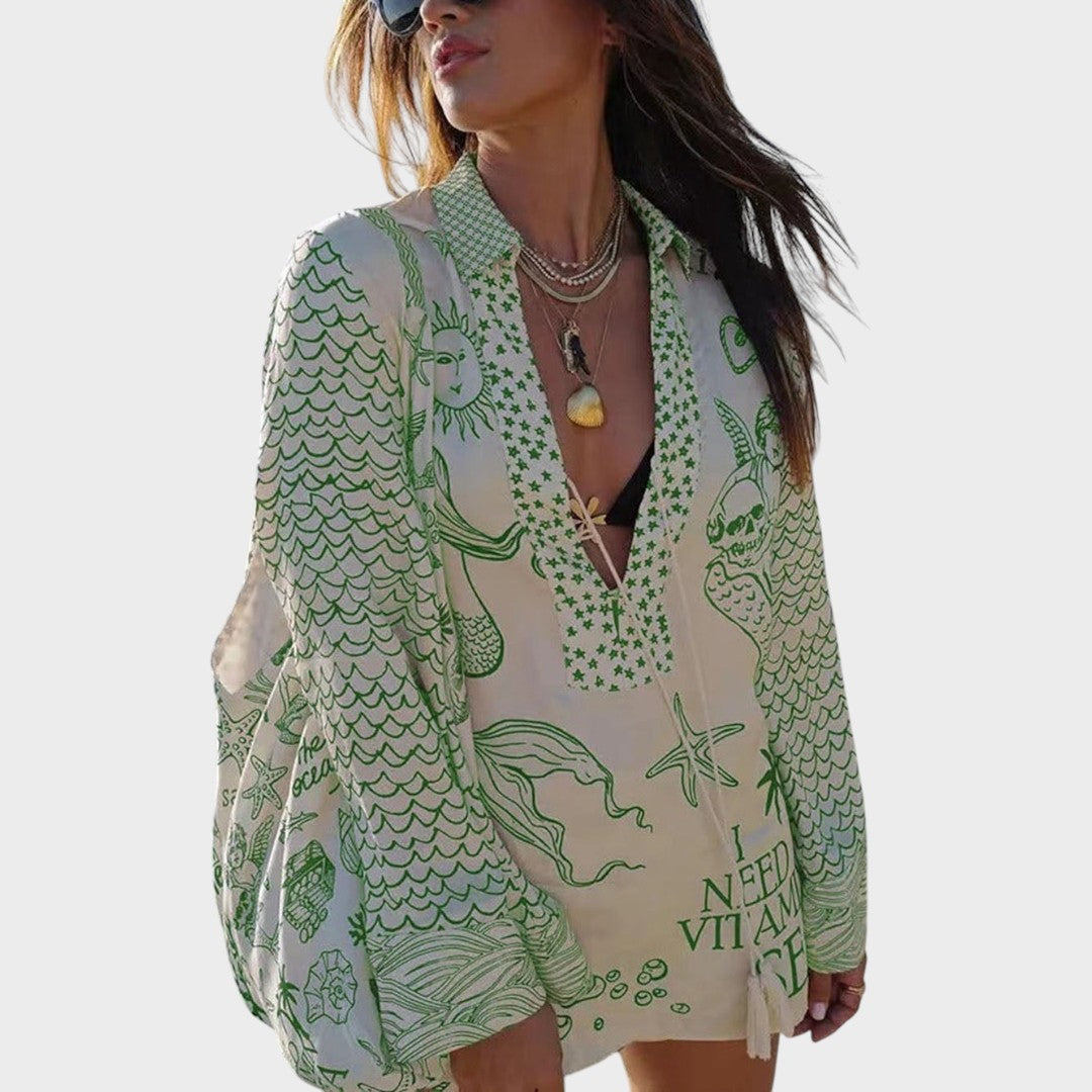 Arial | V-Neck Shirt and Shorts Set