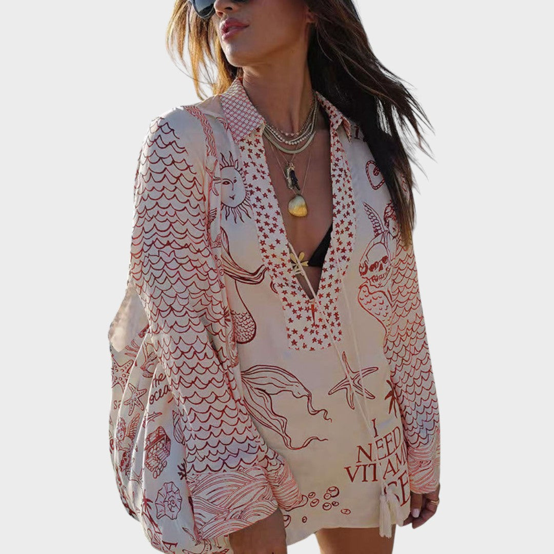 Arial | V-Neck Shirt and Shorts Set