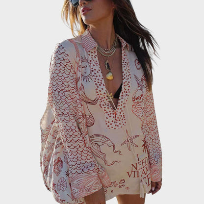 Arial | V-Neck Shirt and Shorts Set