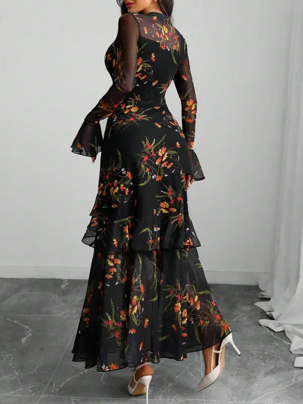 Autumn Elegance Mesh Dress