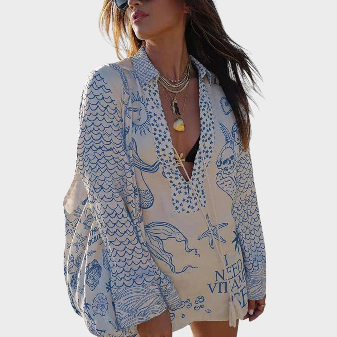Arial | V-Neck Shirt and Shorts Set