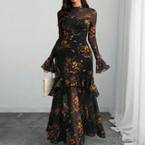 Autumn Elegance Mesh Dress