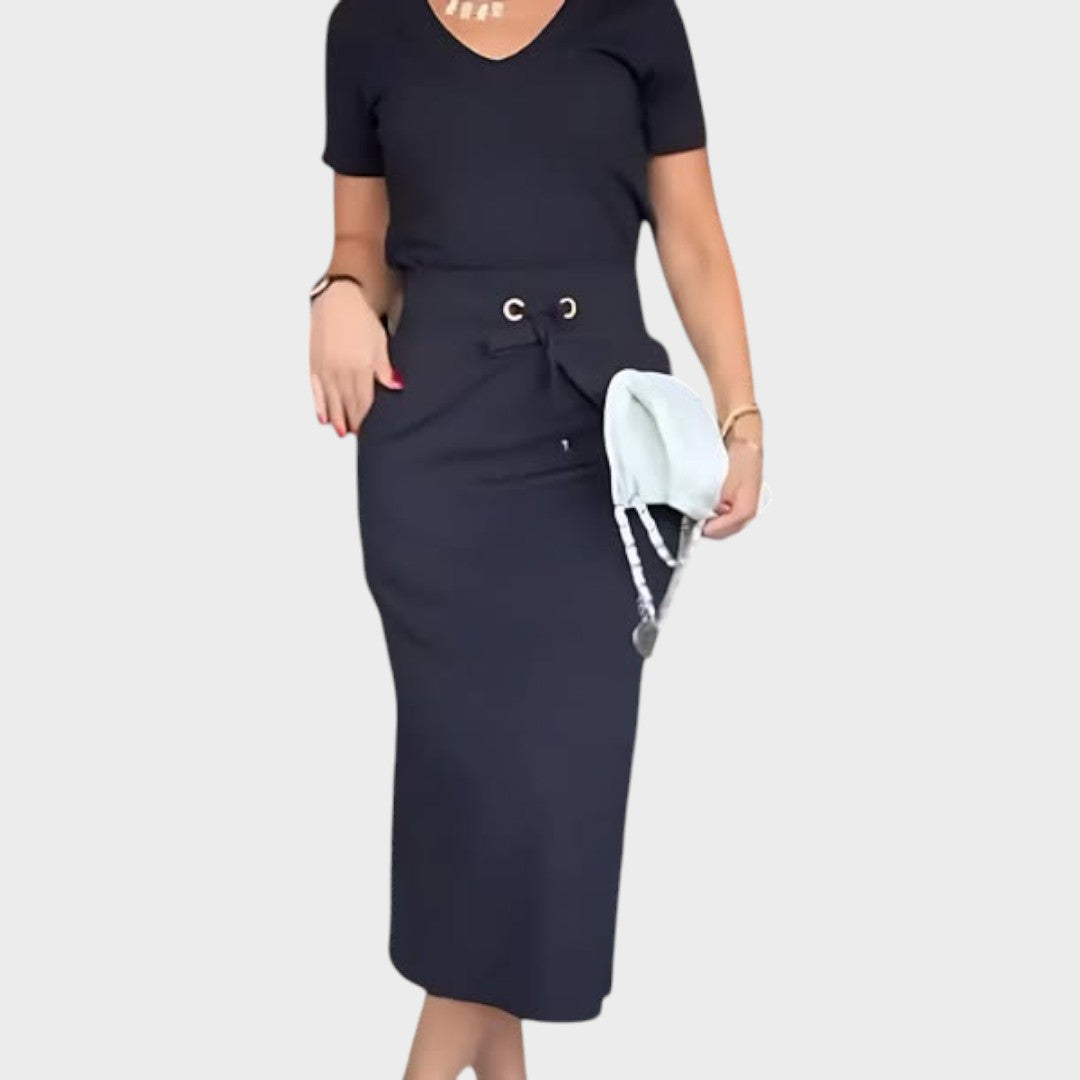 Aria | Elegant V-Neck Top and Skirt