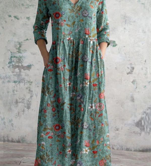 Celestine | Vintage Floral Print Maxi Dress