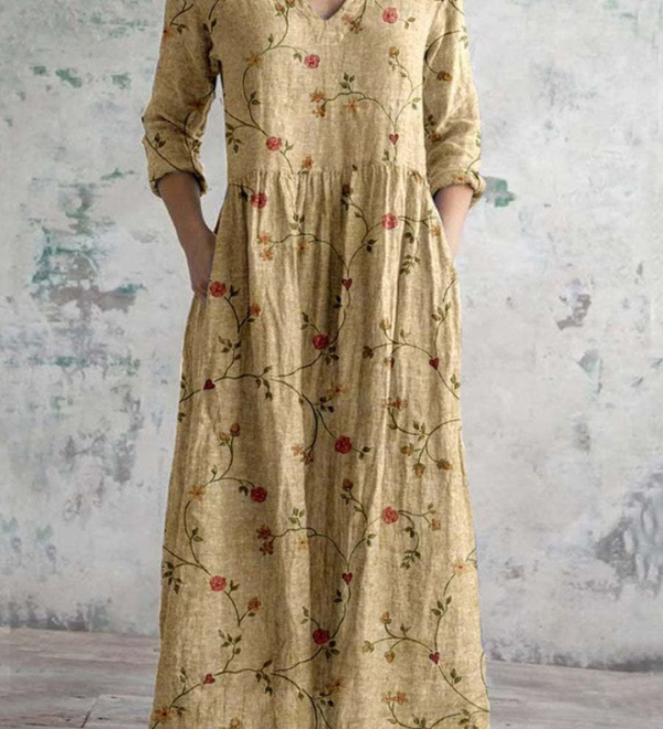Celestine | Vintage Floral Print Maxi Dress