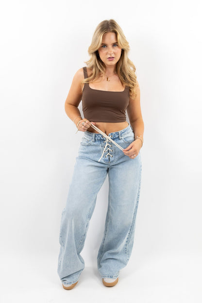 Aurora – Wide-Leg Jeans with Front Drawstrings