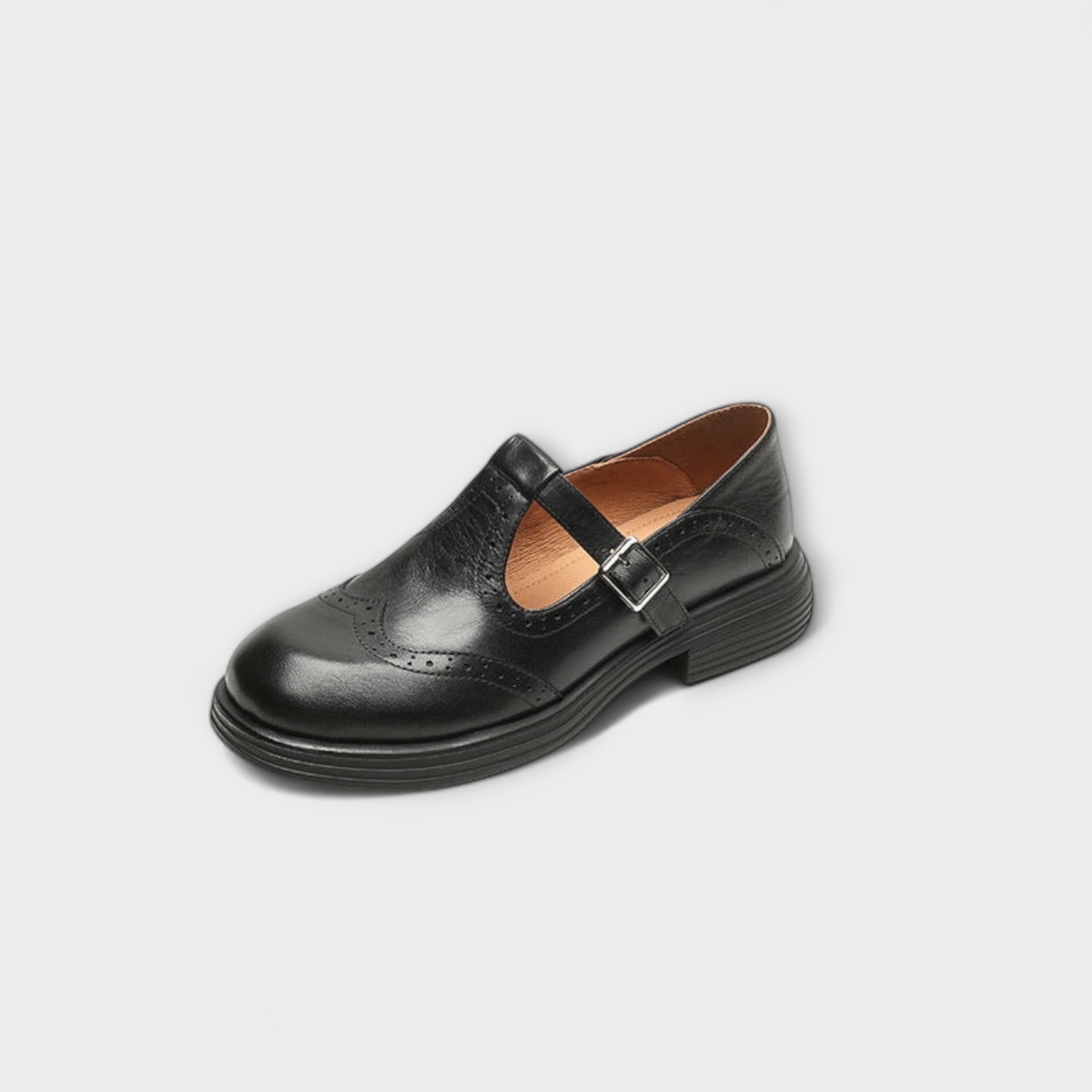 Amaya - Classic Leather T-Strap Shoes