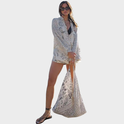 Arial | V-Neck Shirt and Shorts Set