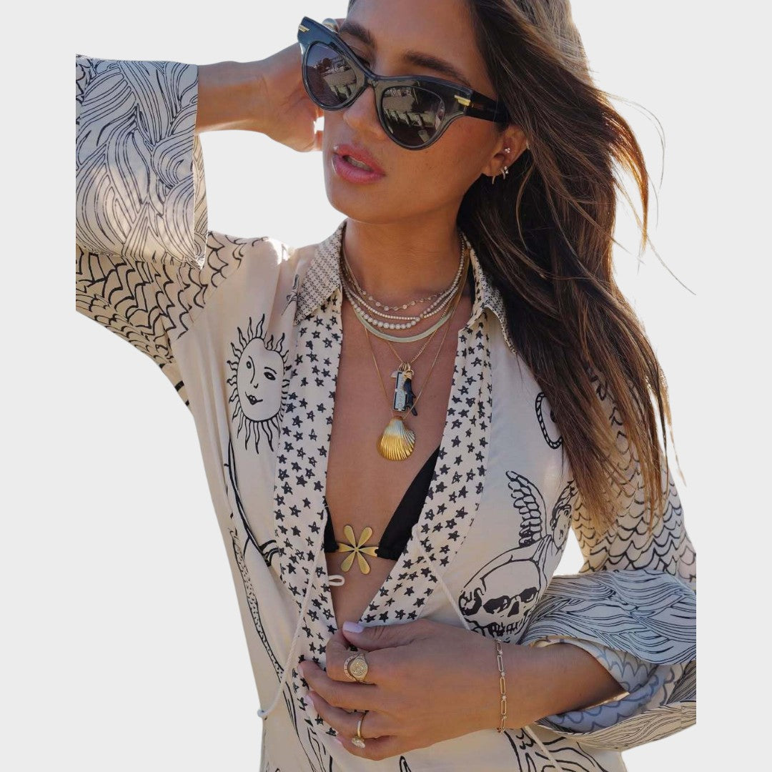 Arial | V-Neck Shirt and Shorts Set