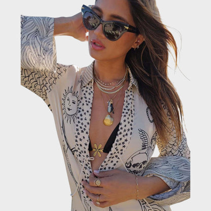 Arial | V-Neck Shirt and Shorts Set