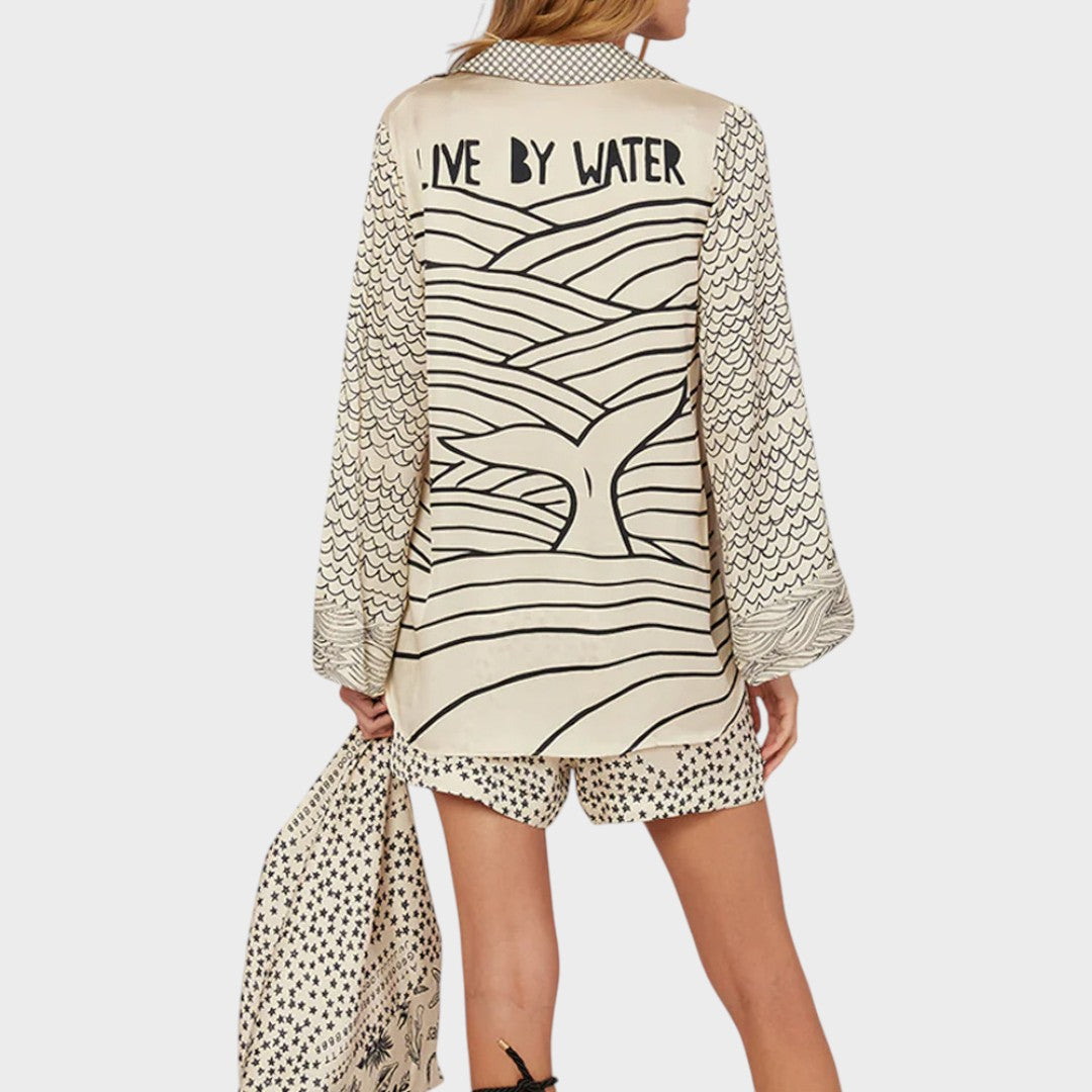 Arial | V-Neck Shirt and Shorts Set
