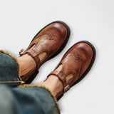 Amaya - Classic Leather T-Strap Shoes