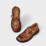 Amaya - Classic Leather T-Strap Shoes