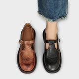 Amaya - Classic Leather T-Strap Shoes